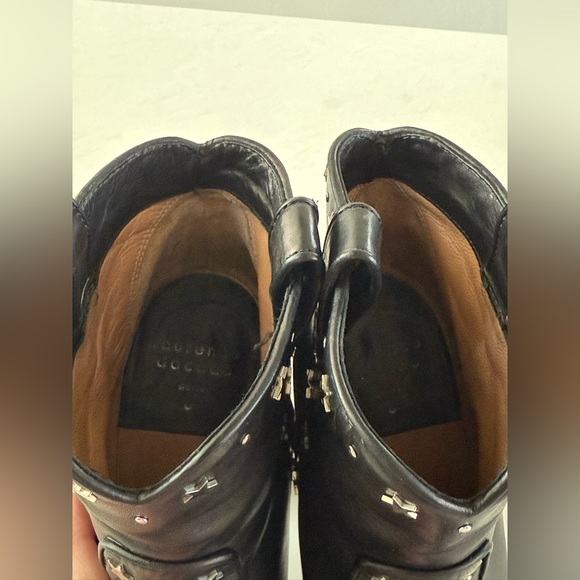 Laurence Dacade 7 Black Soft ALL Leather Ankle Boot Silver Star $890 Block Heel‎ - Picture 5 of 11